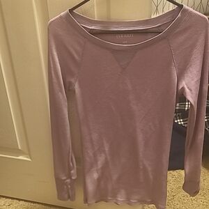 Old Navy Purple Long Sleeve Fitted Shirt with Crew Neck